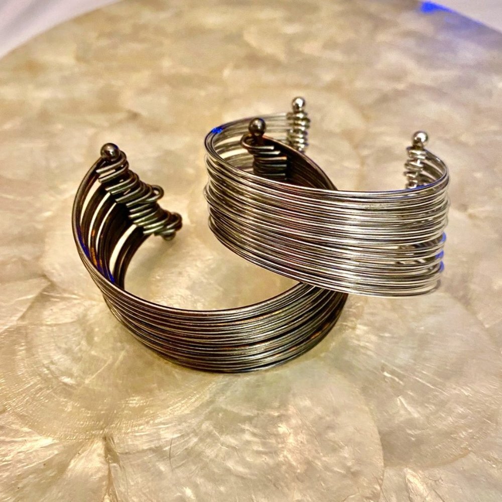 3 For $25 Gunmetal and Silver Stacked  Cuff Bracelets